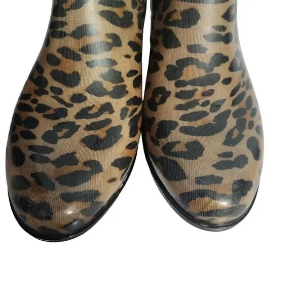 Aldo Acimovic Chelsea Waterproof Leopard Print Ankle Rain Boot Size 8 - Picture 3 of 8